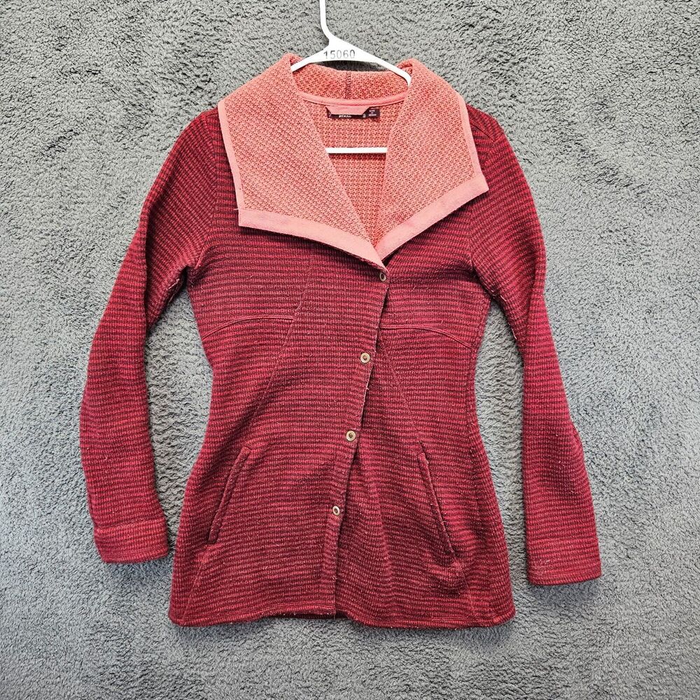 Prana Milana Jacket Women Size Small Red Striped Wool Blend Button Up - Picture 1 of 12
